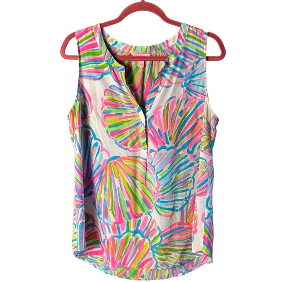 Lilly Pulitzer Tops - Lilly Pulitzer Silk Multi Colored Sleeveless Blouse